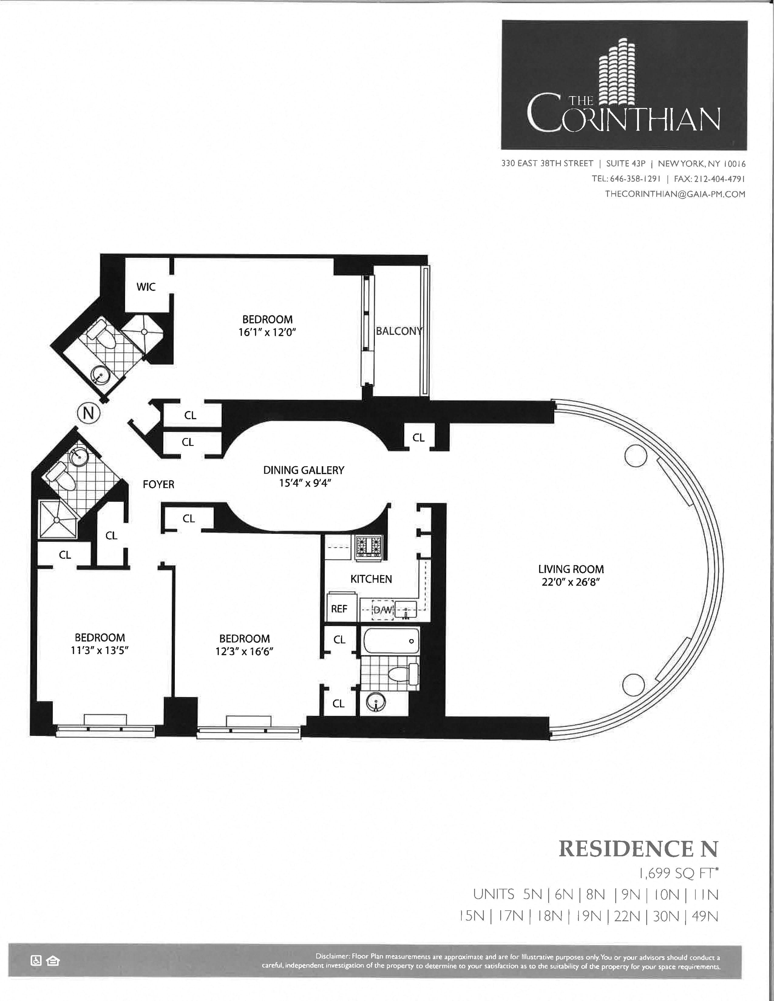 Floor plan for 3 beds, 3 baths, 1699 sqft